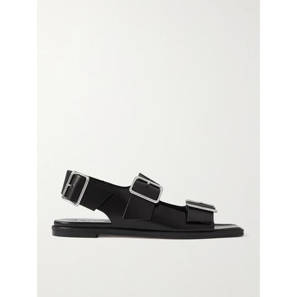 Aeyde Thekla Buckled Leather Sandals Black - IT 37.5/US 7.5 - Picture 2 of 8